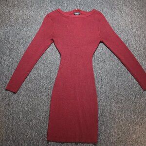 Rue21 Ribbed Bodycon Dress with 3/4 sleeves – Burgundy/Wine Red - Size Small